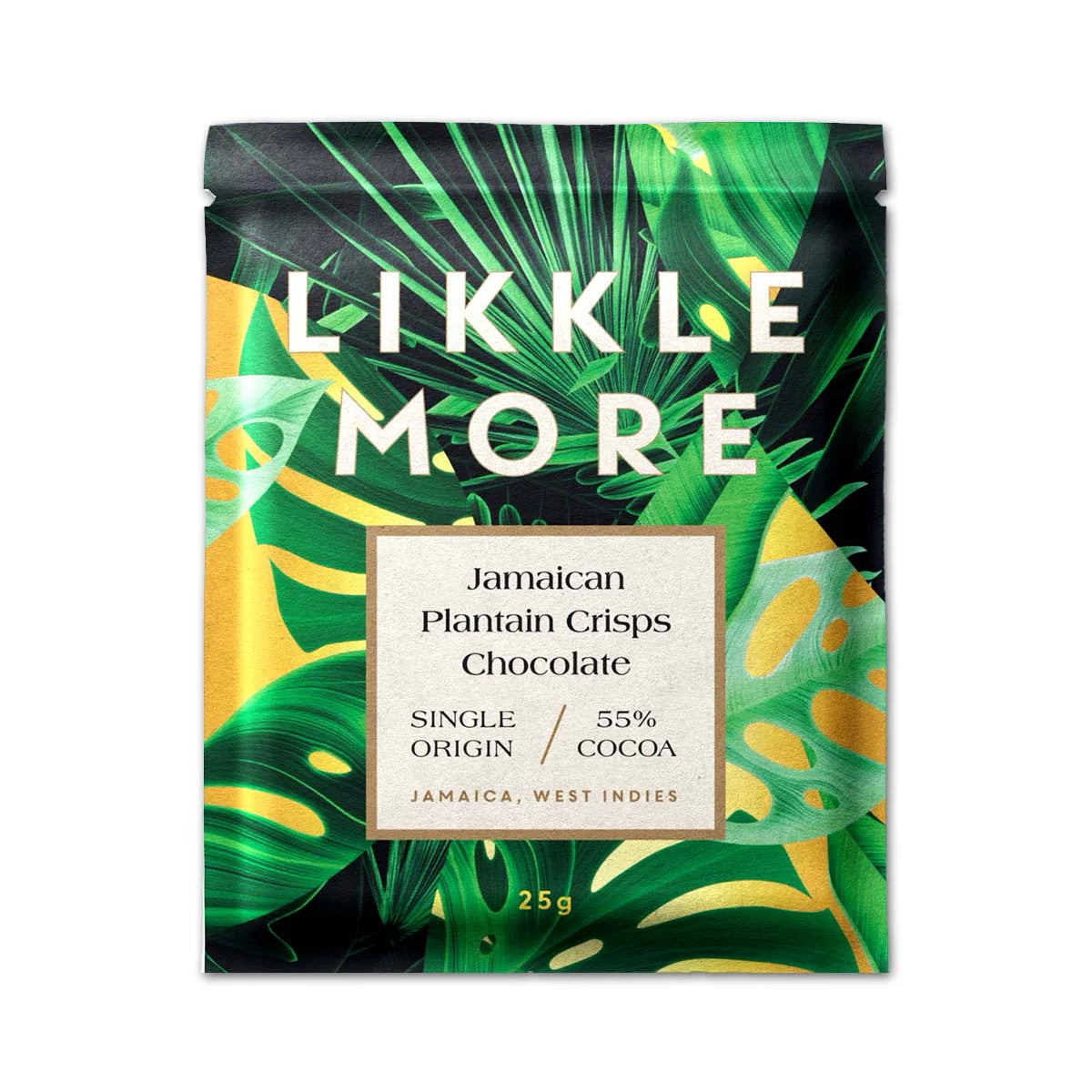 Likkle More Chocolate 55% Dark Milk Plantain Chips Bar, 25g